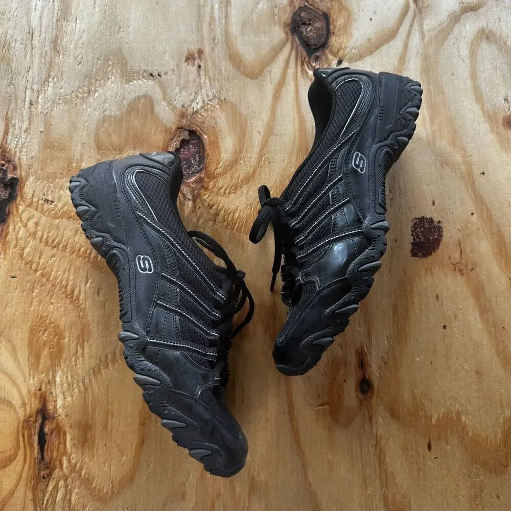 Skechers Zinergy Black Suede Leather Trail Sneakers - Size 7.5